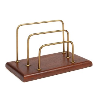 Danish vintage letter holder made of teak with brass brackets