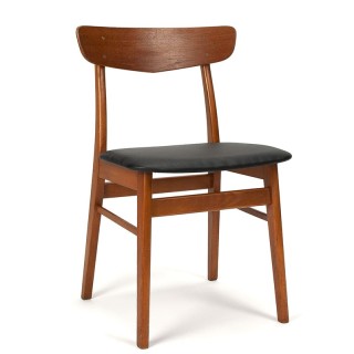 Vintage Deense eettafel stoel met teakhouten rugleuning