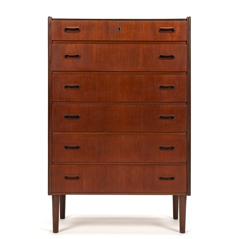 Teak vintage Danish 6 drawer chest of drawers