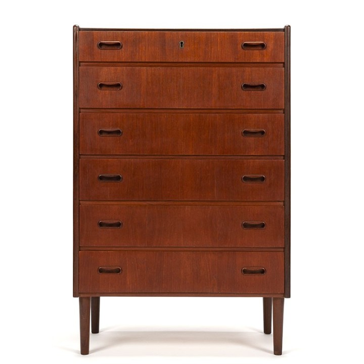 Teak vintage Danish 6 drawer chest of drawers