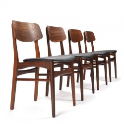 Set van 4 Deense vintage Mid-Century eettafel stoelen in teak