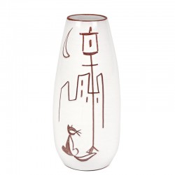 Earthenware vintage vase with an image of a cat