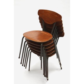 Industrial school chair in teak - Retro Studio