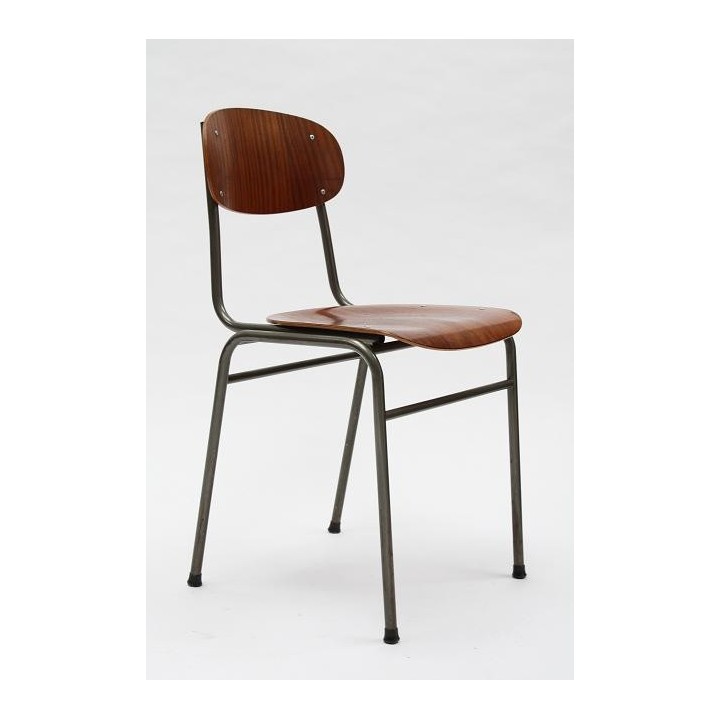 Set van 4 industriele Deense schoolstoelen - Retro Studio