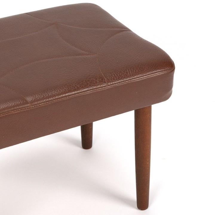 Vintage Danish ottoman in brown leatherette