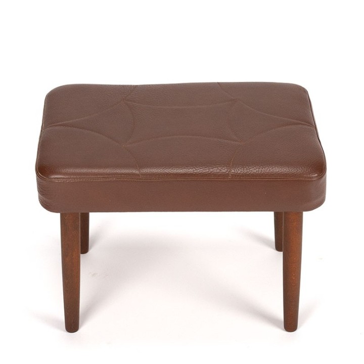 Vintage Danish ottoman in brown leatherette