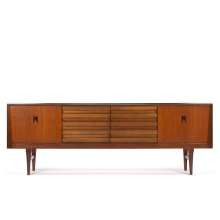 Teak vintage long symmetrical sideboard