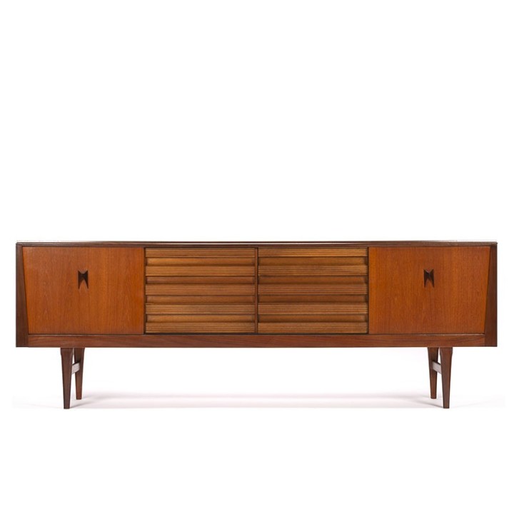 Teak vintage long symmetrical sideboard