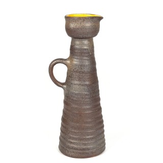 Earthenware high vintage vase with yellow inside