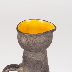 Earthenware high vintage vase with yellow inside