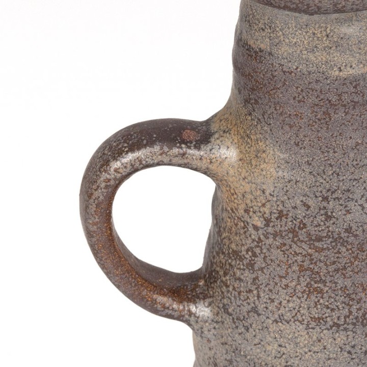 Earthenware high vintage vase with yellow inside