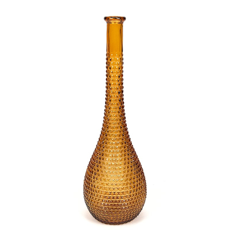 Italian vintage glass carafe / vase ocher yellow