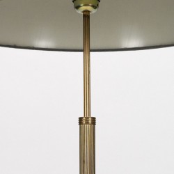 Deense luxe vintage vloerlamp met voet in messing en teakhout