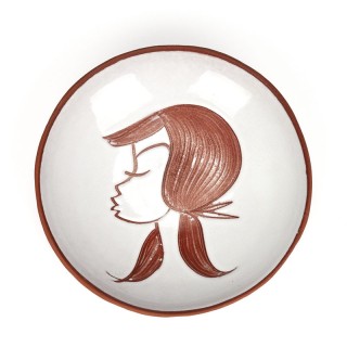 Wall tile/ plate vintage pottery with girl 60's