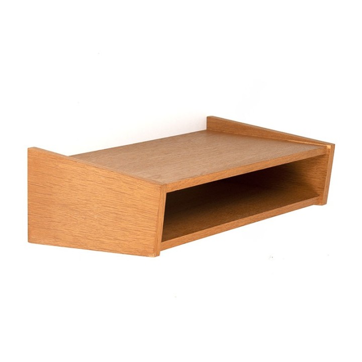 Deens vintage zwevend open wandplank in eiken