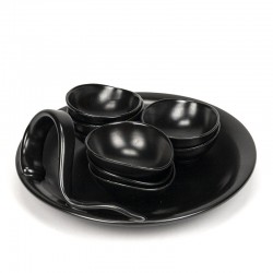 Plateel set vintage in black with mini serving dishes