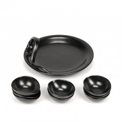 Plateel set vintage in zwart met mini serveerschaaltjes