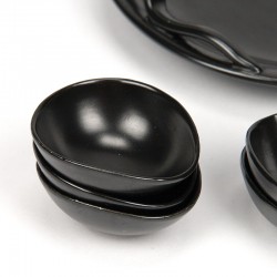 Plateel set vintage in zwart met mini serveerschaaltjes