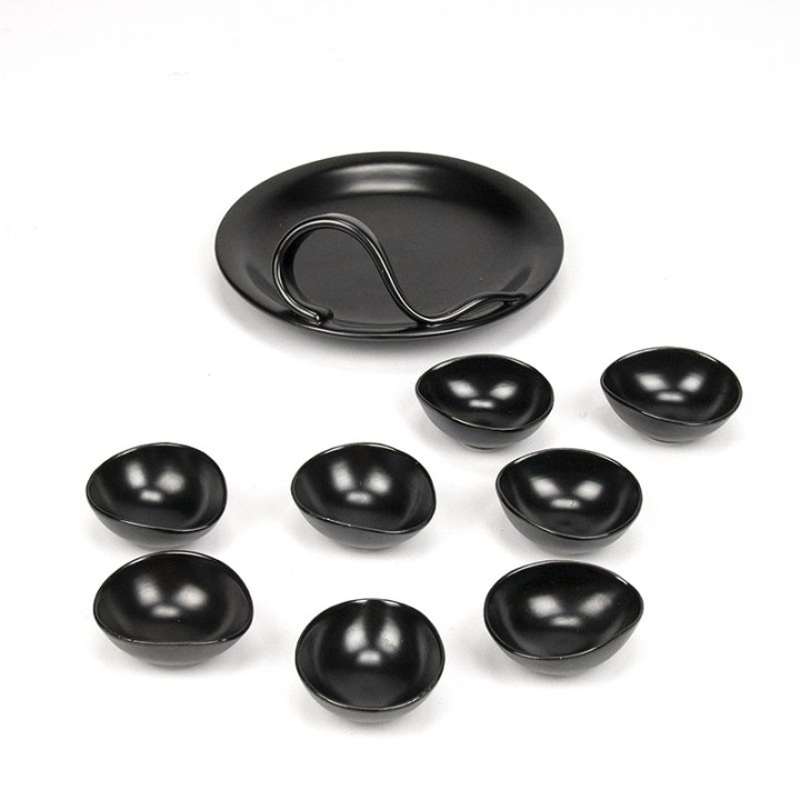 Plateel set vintage in black with mini serving dishes