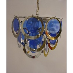 Retro hanging lamp with blue 1960's