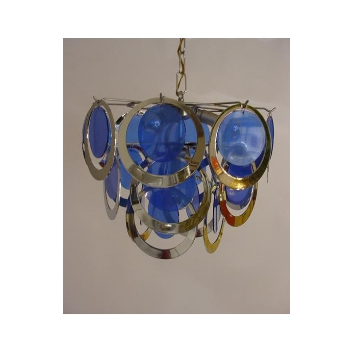Retro hanging lamp with blue 1960's
