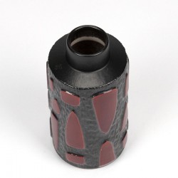 Abstract earthenware vintage vase in black and burgundy