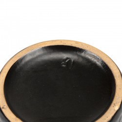 Abstracte aardewerken vintage vaas in zwart en bordeaux