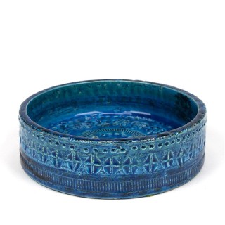 Vintage small Rimini Blue Bitossi bowl design Aldo Londi