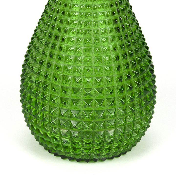 Groen glazen vintage vaas/ karaf uit Italië