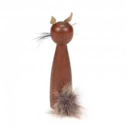 Danish teak vintage cat figurine
