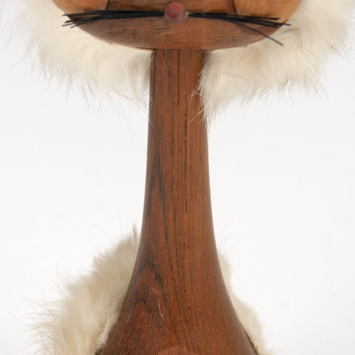 Deens vintage beeldje van een kat in teak