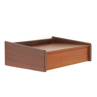 Teak vintage small Danish wall cabinet with drawer