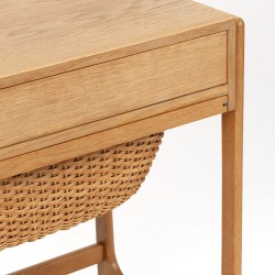 Oak vintage sewing kit side table from BR Gelsted Denmark