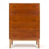 Large model Danish teak vintage chest of drawers with brass