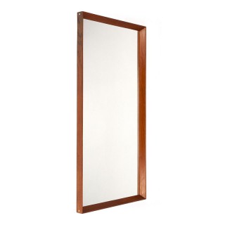 Teak Danish vintage mirror in box frame with brass detail