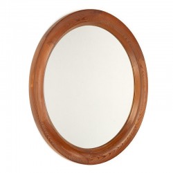Deense ronde vintage spiegel in pine wood