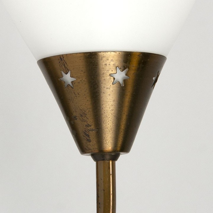 Vintage wall lamp with opaline glass and brass fixture