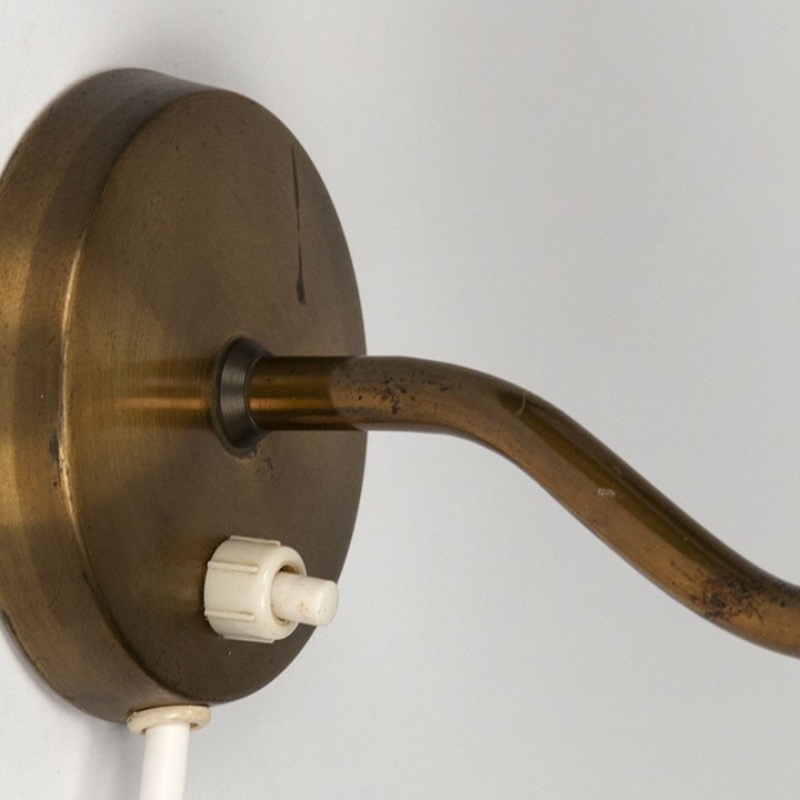 Vintage wall lamp with opaline glass and brass fixture