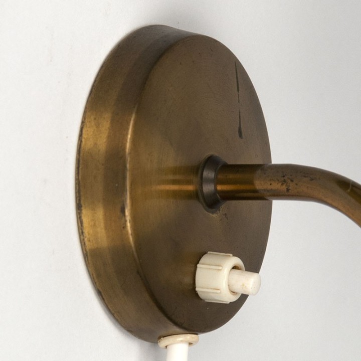 Vintage wall lamp with opaline glass and brass fixture