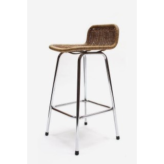 Barkruk met rieten zitting - Retro Studio