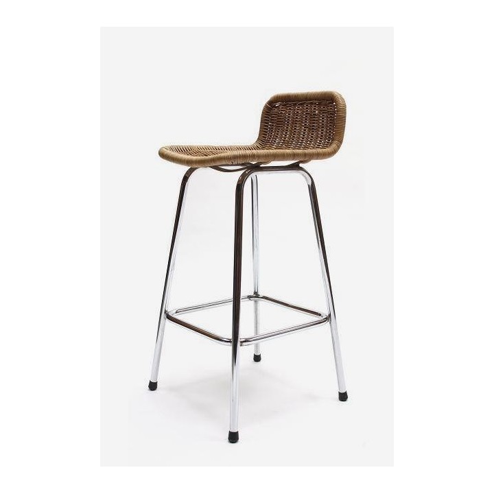 Stool with wicker seat - Retro Studio