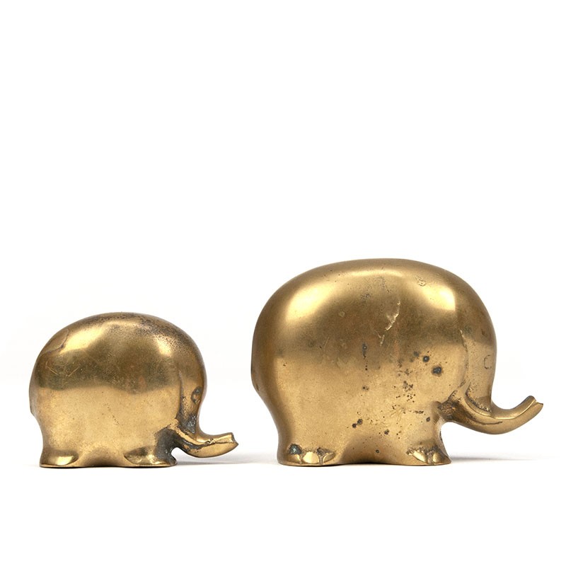 Set of 2 vintage brass elephant figurine