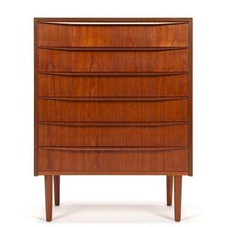 Deense vintage Mid-Century ladekast met 6 lades