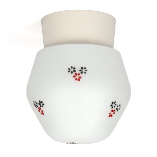 Melkglazen vintage plafondlamp uit de fifties