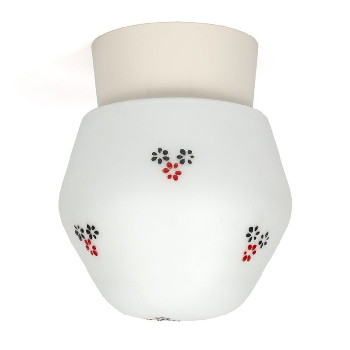 Melkglazen vintage plafondlamp uit de fifties
