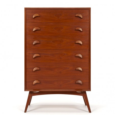 Rare vintage Danish fifties chest of drawers in teak