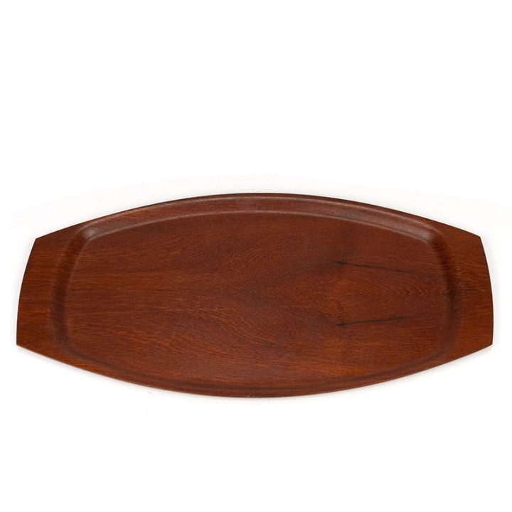Large model oval Danish vintage tray in teak