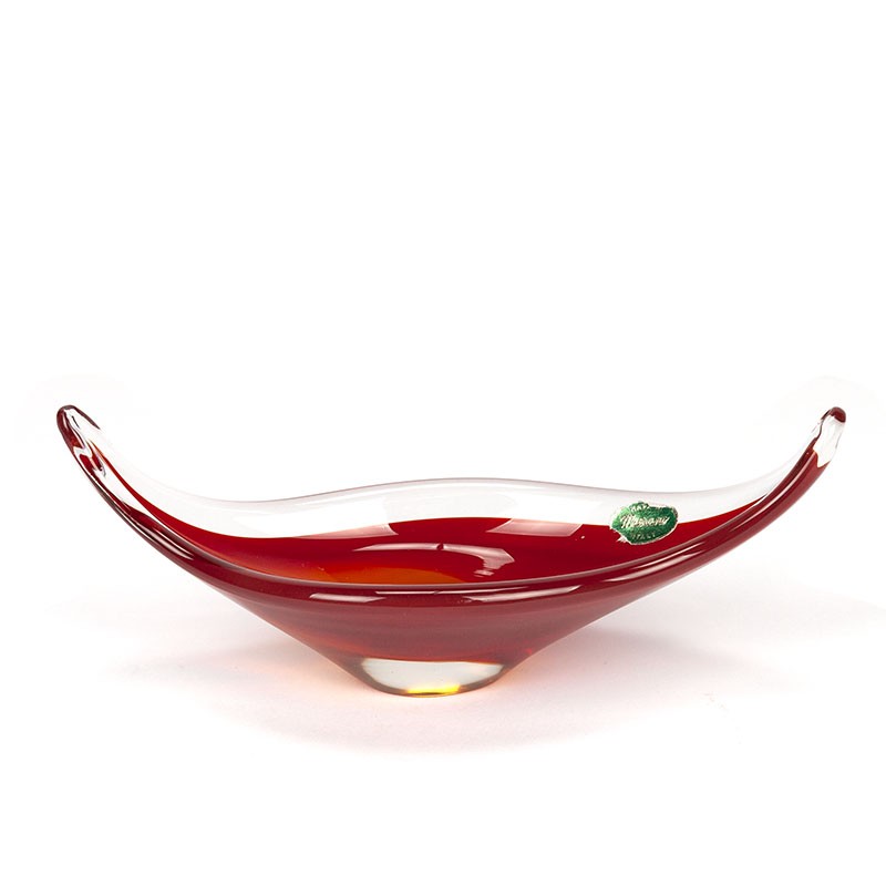 Red glass vintage Murano bowl from the 1960s