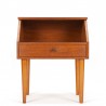 Teak vintage Danish bedside table with small brass handle