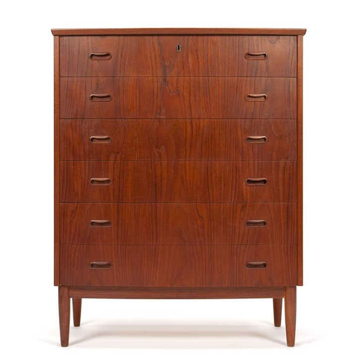 Large vintage Danish Mid-Century chest of drawers with a slight